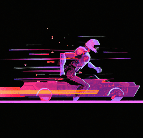 A cyberpunk illustration of moving fast